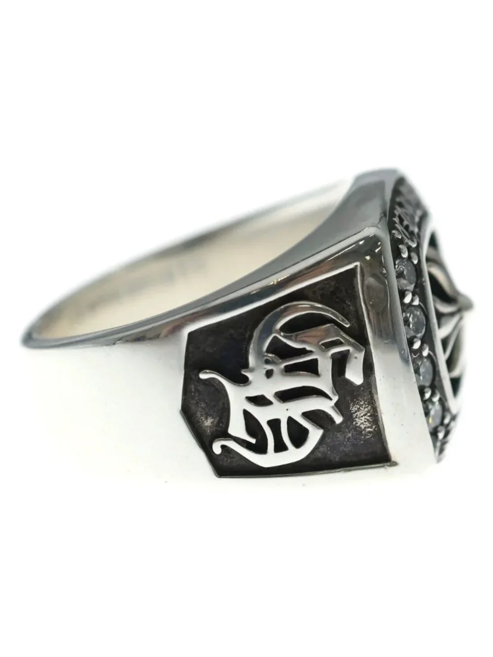 Chrome Hearts Lrg Champion P Dmnd Large Pave Diamond Silver Ring